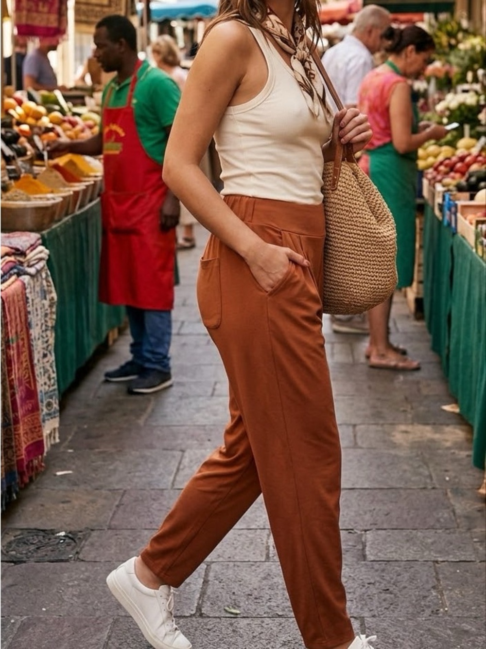 Free People Women’s  Elastic Waist Joggers - Rust